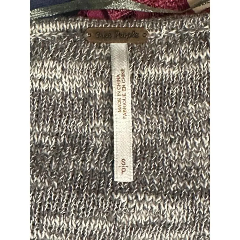 Free People taupe cotton/linen V surplice wrap front marled knit sweater Size S